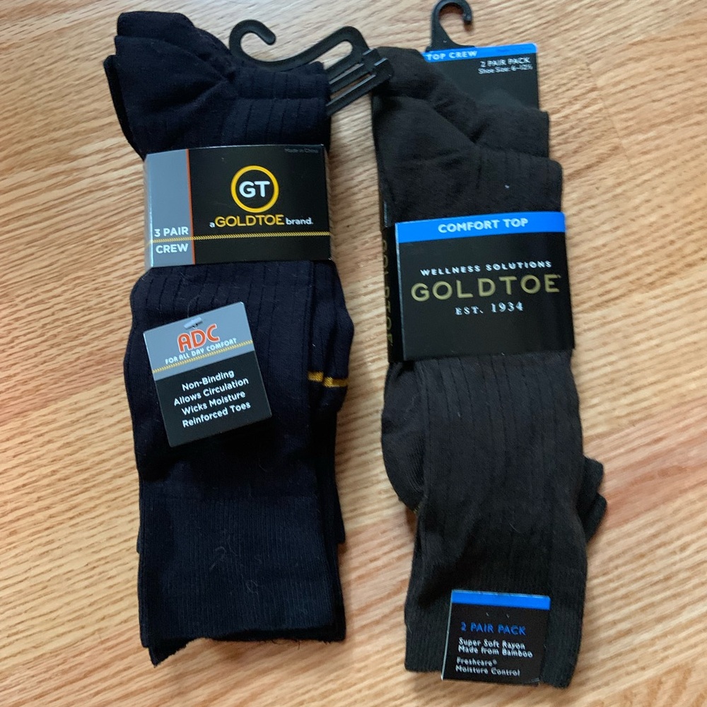 Gold Toe Men's Black and Brown Crew Socks